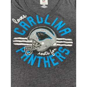 NFL Team Apparel Womens Gray Carolina Panthers V Neck Tee Shirt Size M thumbnail 2