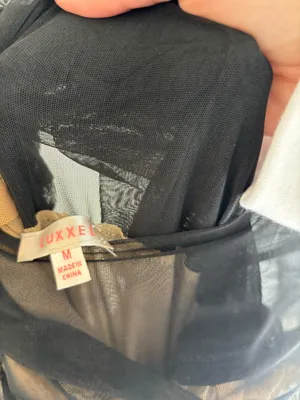 Luxxel Black Sheer Ruched Midi Dress – Size M thumbnail 4