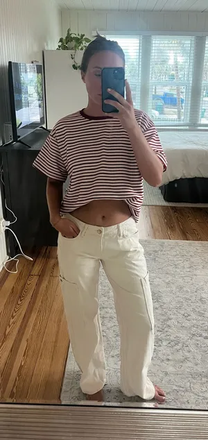 ZARA Low rise tan cargo pant thumbnail 1