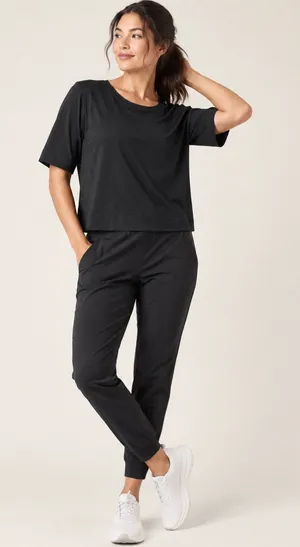 Athleta Breezy Black Serene Modal Blend Relaxed Boxy Top thumbnail 1