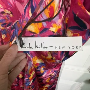 Nicole Miller New York Floral Maxi Dress Pink Racerback NWT Size L thumbnail 3