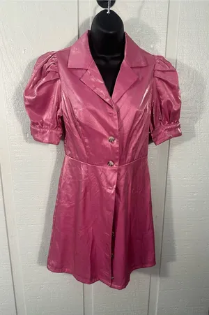Fate Pink Puff Sleeve Dress Size Small EUC thumbnail 1