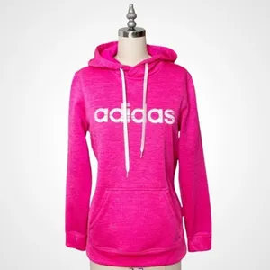 Adidas Pink Fleece Hooded Sweatshirt Size Small thumbnail 11