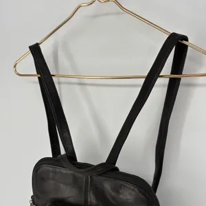 Perlina Black Leather Backpack Purse Women's Shoulder Bag Genuine Leather thumbnail 6