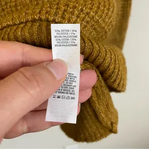 NWT Aerie Mustard Waffle Knit Hoodie Oversized Cabincore Pullover‎ Size Medium thumbnail 5