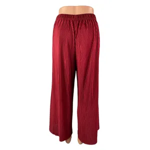 Jon & Anna Women's Red Pleated Plisse High Rise Tie Wide Leg Trousers Pants Sz L thumbnail 4