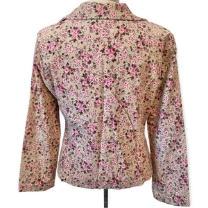 No Boundaries Vintage Y2K Floral Blazer Jacket Pink Tan Rose thumbnail 2