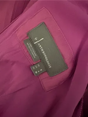 Anthropologie Magenta Pleated V-Neck Mini Dress with Draping in Silky Fabric 💜 thumbnail 4
