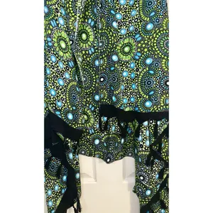 Wayan Natural Wear Sarong Cover Up Lime Green Blue Mandala Fringe Scarf Festival thumbnail 11