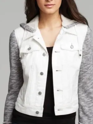Free People Knit Hooded Denim Jacket thumbnail 1