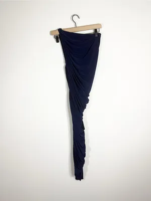 Norma Kamali Diana Gown Ruched One Shoulder Maxi Dress True Navy Blue Size XS thumbnail 5