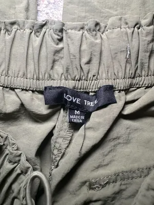 Love Tree Women's Olive Green Cargo Pants Size M Elastic Waist Drawstring thumbnail 2