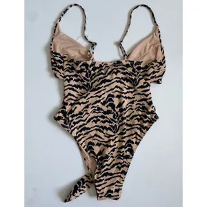 Baltic Born Cyprus One Piece‎ Swimsuit Animal Stripe Tan Black Cutout S0437B M thumbnail 3