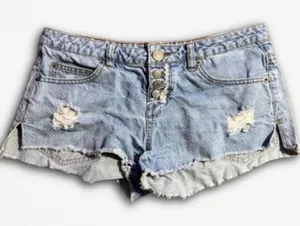 Rip‎ Curl Womens Distressed Denim Cut Off Shorts Light Wash Button Fly Size 7 thumbnail 1