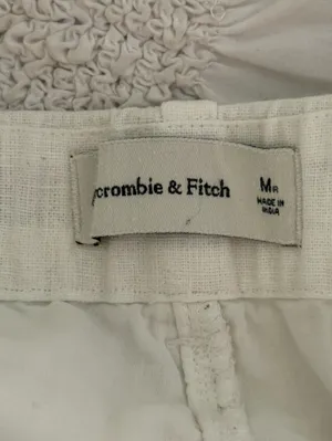 Abercrombie & Fitch Sloane Linen Blend Wide Leg Pants in White thumbnail 4