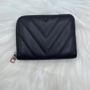 Black Quilted Faux Leather Zip Wallet thumbnail 5