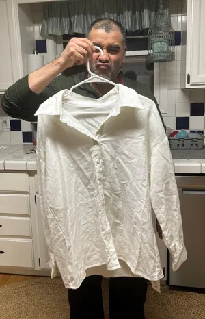 Cider Long White Button-Up Oversized Dress Shirt thumbnail 4