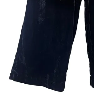 Anthropologie‎ Velvet Solid Wide Leg Pants Black Goth Elegant Size 4 thumbnail 4