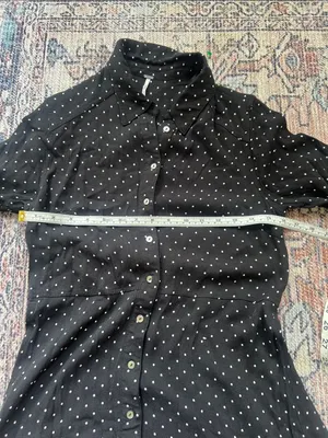 Free People This Town Printed Button Down Dress Black and White Polka Dot Medium thumbnail 8