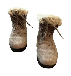 Sorel Women Taupe Suede Winter Boots Faux Fur Trim Lace Up Snow Boots Size 8 thumbnail 1