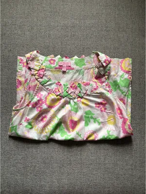 Vintage Lilly Pulitzer Floral Sleeveless Top Origami Pleated Geometric Neckline thumbnail 4