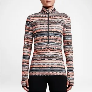 NIKE Pro Dri-Fit Hyperwarm Aztec Print 1/2 Zip Pullover Long Sleeve Top Sz. M thumbnail 4