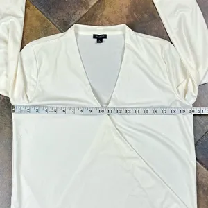 Ann Taylor Factory White Wrap Crossover Blouse Medium thumbnail 7
