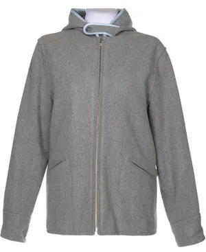 Vtg! 🌟Ralph Ralph Lauren🌟 Convertiable Hooded Lambswool Zip Up Coat Grey Sz L thumbnail 1