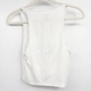 Boys Lie Womens White Blue Cherub Graphic Ribbed Lace Trim Crop Tank Top Size L thumbnail 5
