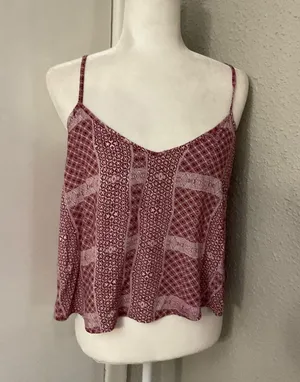 Abercrombie & Fitch Swing Top with Split Back Crop Top M Boho Festival Prints thumbnail 1