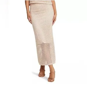Steve Madden Womens Interior Lining Elastic Waist Crochet Skirt Beige Size M thumbnail 2