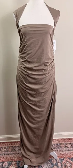 Abercrombie & Fitch Womens Brown Ruched Draped Maxi Dress Size XL NEW thumbnail 1