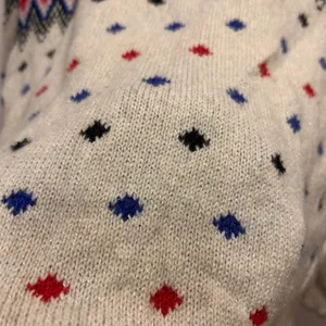 American Eagle Fair Isle Metallic Knit Sweater Womens Large Cream Red Blue L thumbnail 5