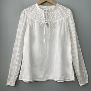 Old Navy Perfect Fit Sheer Peasant Top Size L White Renaissance Boho Romantic thumbnail 1