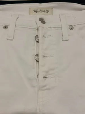 Madewell White Denim 9" Mid-Rise Skinny Capri Crop Jeans Button Fly 27 Waist thumbnail 2