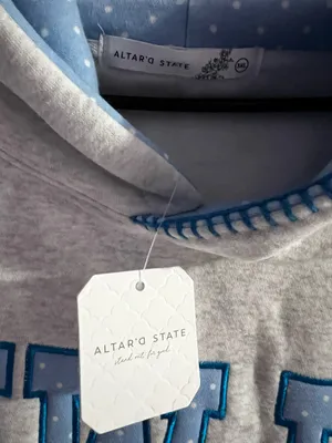 Altar’d State WWJD Faith Sweater Gray and Blue Oversized Hoodie Sweater Size 3XL thumbnail 3
