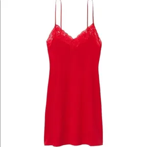 ✨HP✨Victoria's Secret Lipstick Red Pima Cotton Slip✨ thumbnail 5