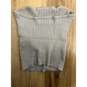 Abercrombie & Fitch Wm Sm Ribbed Knit Tube Top Grey Beige Bandeau Y2K 00s Preppy thumbnail 3