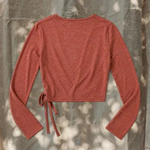 Forever 21 Heathered Burnt Orange Wrap Long Sleeve thumbnail 2