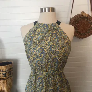 Antonio Melani Liberty Olivia Cotton Yellow Blue Paisley Midi Dress thumbnail 4