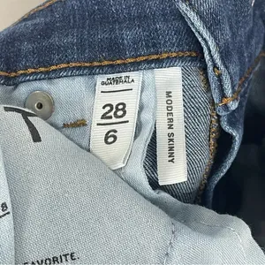 LOFT Size 28 6 Ankle Cropped Modern Skinny Jeans Raw Hem Beachy Boho Retro thumbnail 4