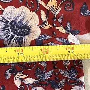 WAYF Women’s Burgundy Red Floral Tie V-Neck‎ Balloon Sleeve Blouse Size XS thumbnail 6