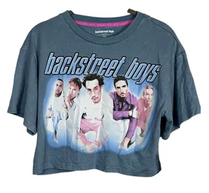 Backstreet Boys Graphic Crop Tee -Juniors Light Blue Mineral Wash - XXS thumbnail 1