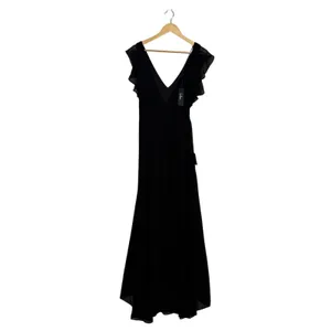 Lulus Ravishing Charm Maxi Dress Size Small‎ Black Ruffled Wrap High Low NWT thumbnail 4