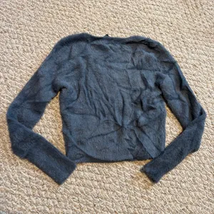 Abercrombie & Fitch Fuzzy Cardigan Sweater Charcoal Gray V‎ Neck Button Front XS thumbnail 2