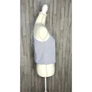 Brandy Melville Women's OSFM Blue/White Striped Wrap Cropped‎ Tank Top thumbnail 2
