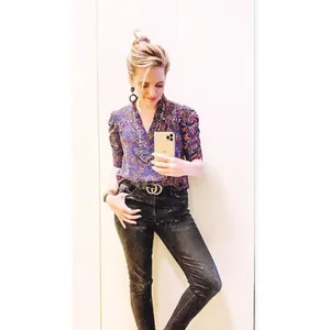 Nanette Lepore Ditsy Daze Top in Blue 4 Womens Silk Floral Blouse thumbnail 12