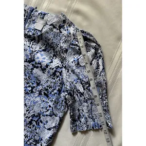 Chico's Blue Veil Snake Print Smocked Puff Sleeve Midi Dress W/ Pockets Size 0 thumbnail 11