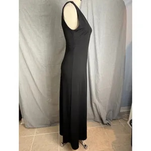 Birdy Grey Black V Neck Sleeveless Maxi Dress Side Slit Formal‎ Evening M thumbnail 6