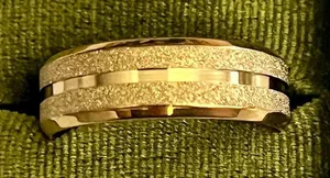 Yellow Gold Plated Tungsten Carbide Double Frosted Glittery Wedding Band Ring S thumbnail 1